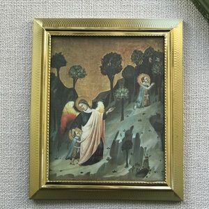 Vintage Brass Framed Angels Print